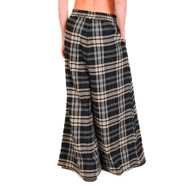 Souvenir-Pantalone check con coulisse - nero/beige