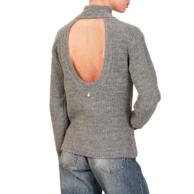 Souvenir-Maglia cut out con lurex - grigio