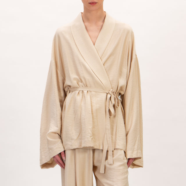 Vicolo- Giacca kimono con cintura - sand