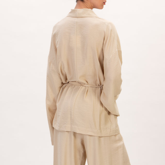 Vicolo- Giacca kimono con cintura - sand