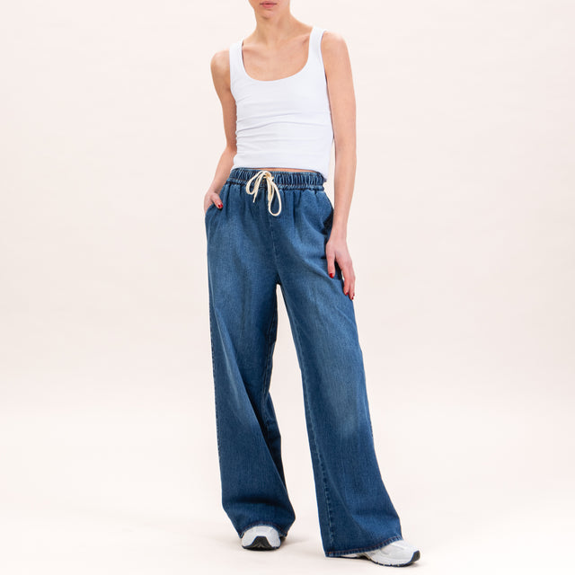 Tensione in-Jeans elastico con coulisse - denim