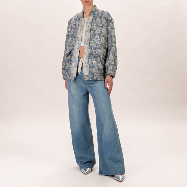 Tensione in-Jeans wide leg con coulisse - denim