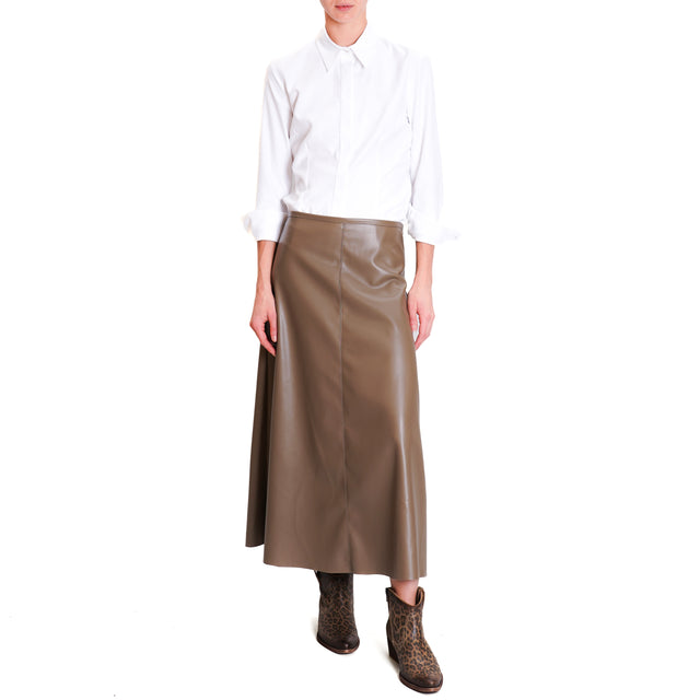 Tension in-Leatherette A-Line Skirt - Military