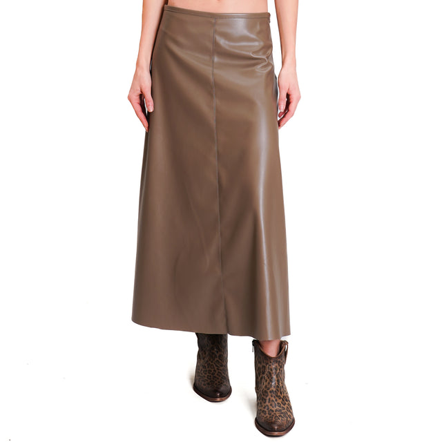 Tension in-Leatherette A-Line Skirt - Military