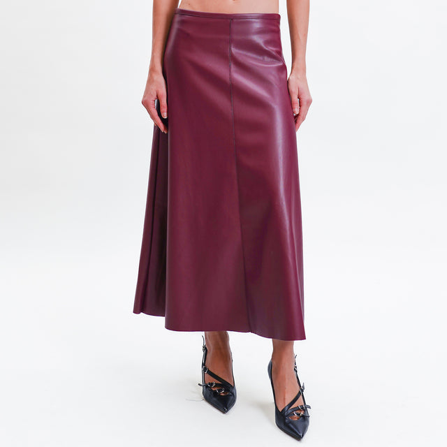 Tension in-Leatherette A-Line Skirt - Bordeaux