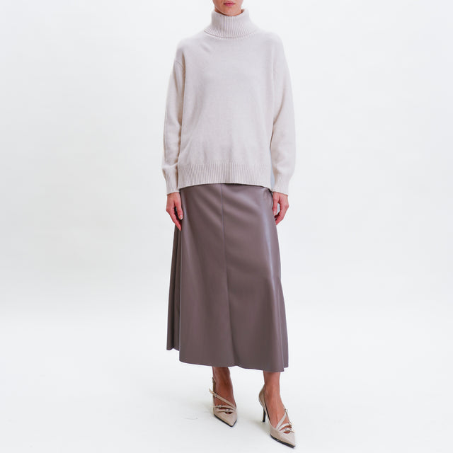 Tension in-Leatherette A-Line Skirt - Mud