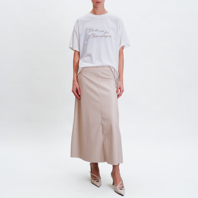 Tension in-Leatherette A-line Skirt - sand