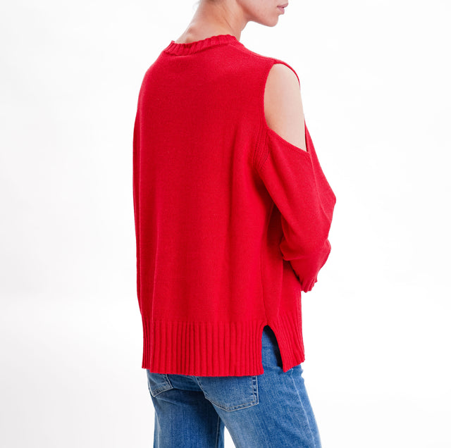 Tensione in-Maglia cut out misto cashmere - rosso