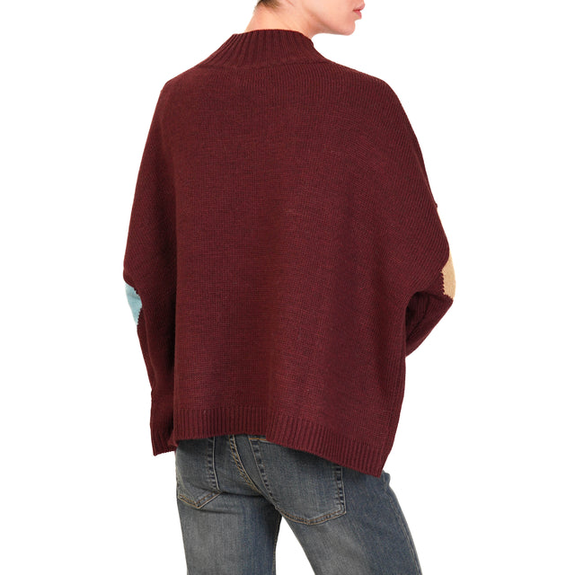 Tensione in-Maglia rombi collo montato misto alpaca - bordeaux/cammello/celeste/burro