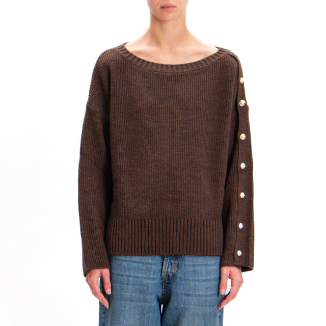 Tension in-Maglia mixed alpaca with golden buttons - moro