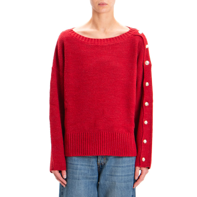 Tension in-Maglia Alpaca Blend with Gold Buttons - Red