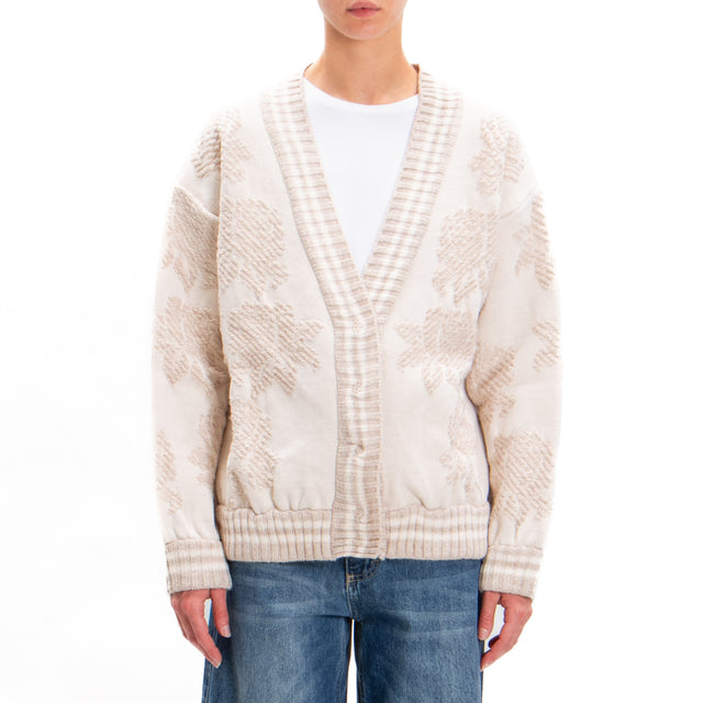 Tensione in-Cardigan tramato misto alpaca - burro/beige