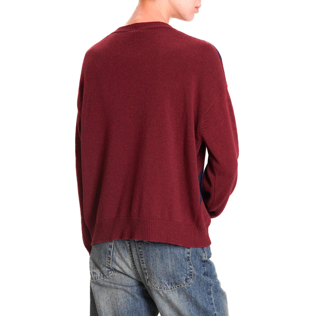 Tension in-Maglia fantasy diamonds cashmere blend - burgundy/blue