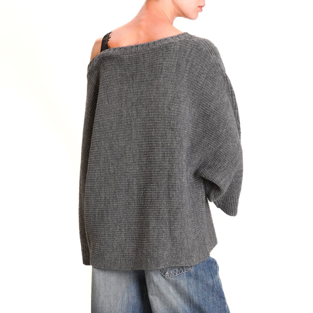 Tension in-Maglia lace insert mixed alpaca - grey