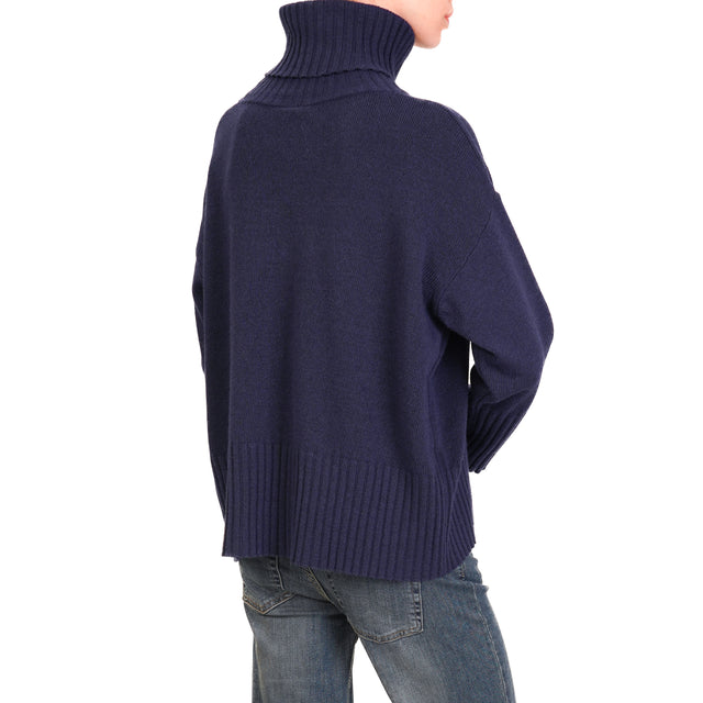 Tensione in-Maglia collo alto misto cashmere - blu