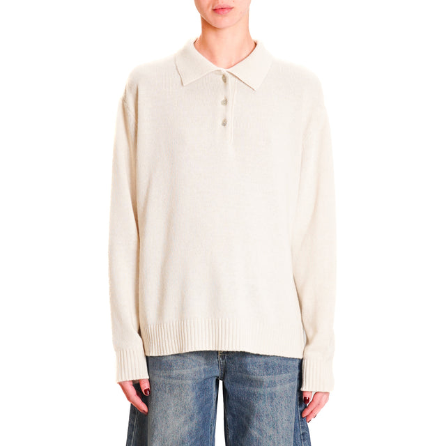 Tension in-Maglia cashmere blend polo neck - butter