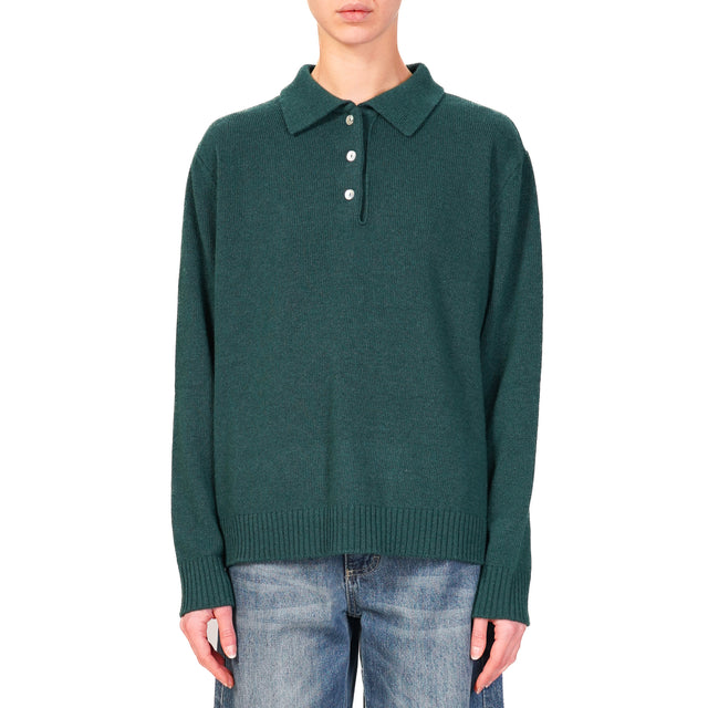 Tensione in-Maglia collo polo misto cashmere - VERDE