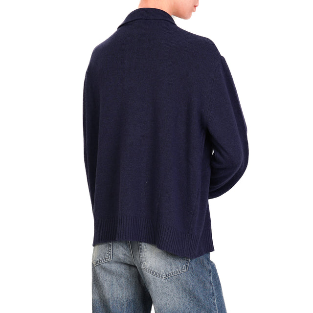 Tensione in-Maglia collo polo misto cashmere - blu