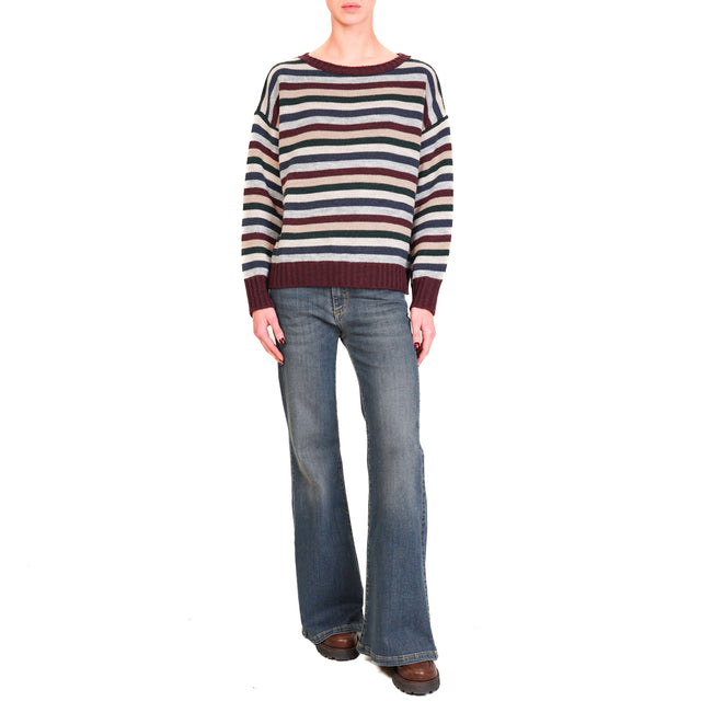 Tensione in-Maglia a righe misto alpaca - bordeaux/grigio/blu