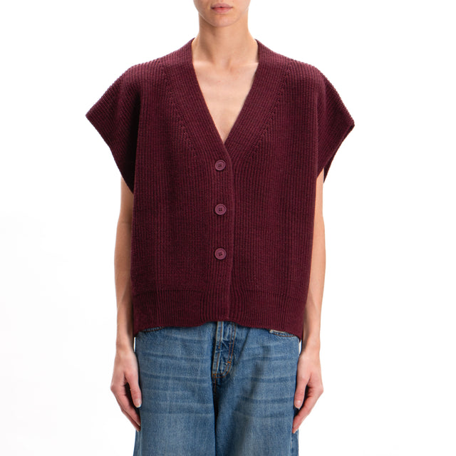 Tension in-Gilet mixed alpaca side slits - wine