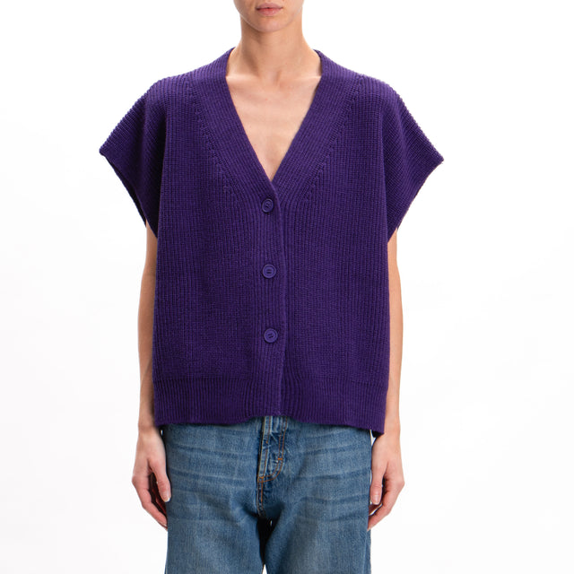 Tension in-Gilet mixed alpaca side slits - purple