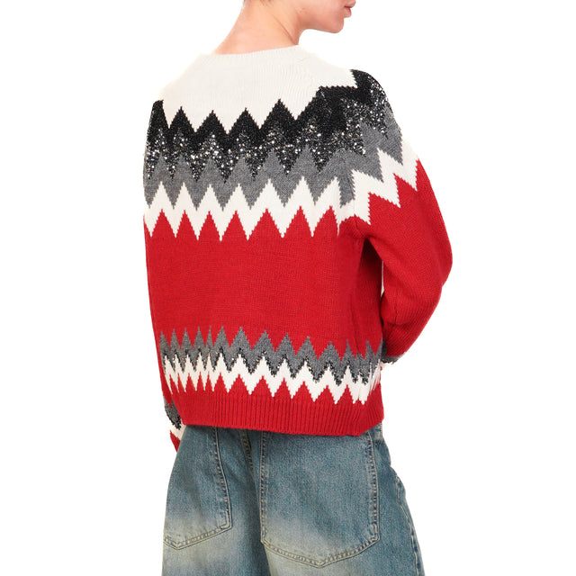 Tensione in-Maglia zig zag con lurex - rosso/burro/nero/antracite