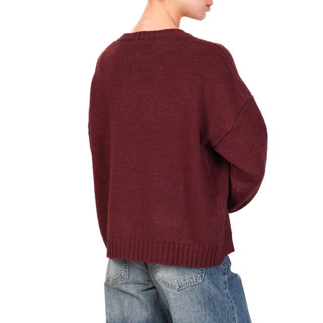 Tensione in-Maglia misto alpaca orsetto christmas - bordeaux/nero/antracite