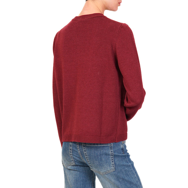 Tensione in-Maglia misto cashmere con ricami - bordeaux/oro