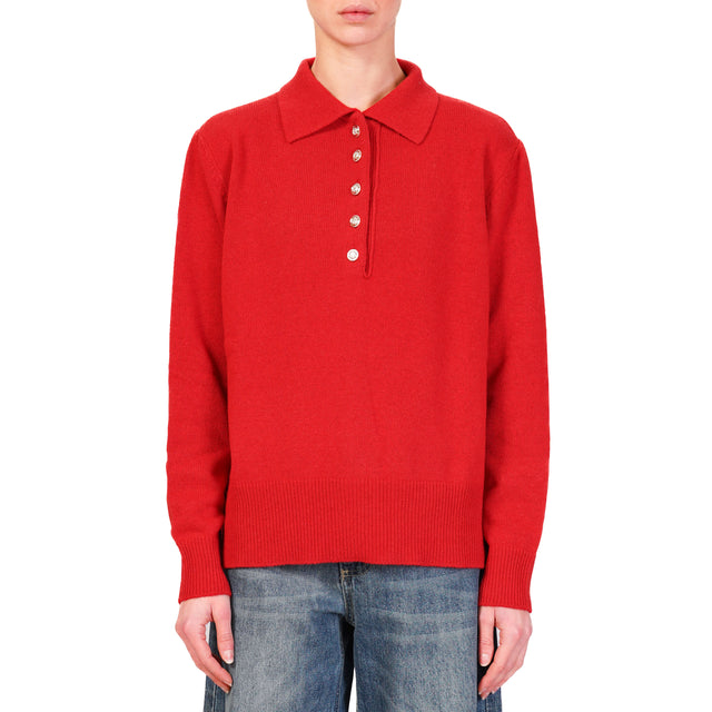 Tensione in-Maglia collo polo misto cashmere - rosso