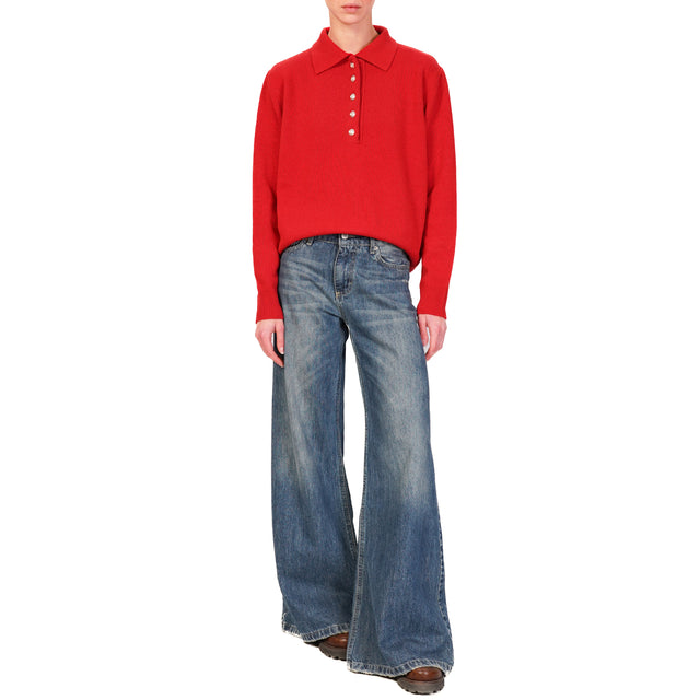 Tensione in-Maglia collo polo misto cashmere - rosso