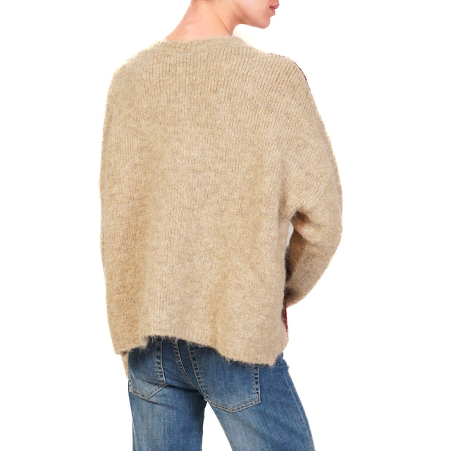 Tensione in-Maglia mohair rombi - mastice/bordeaux