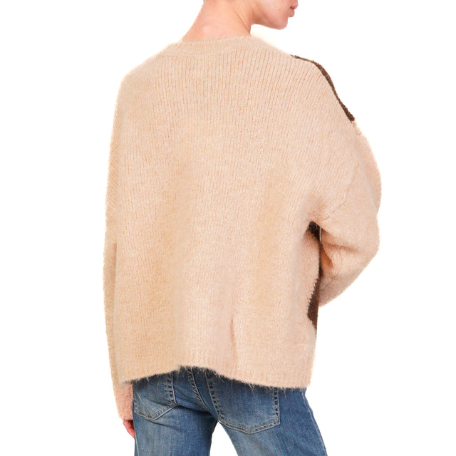 Tensione in-Maglia mohair rombi - rosa/moro