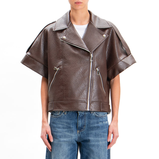 Tension in-Gilet leatherette jacket - dark brown