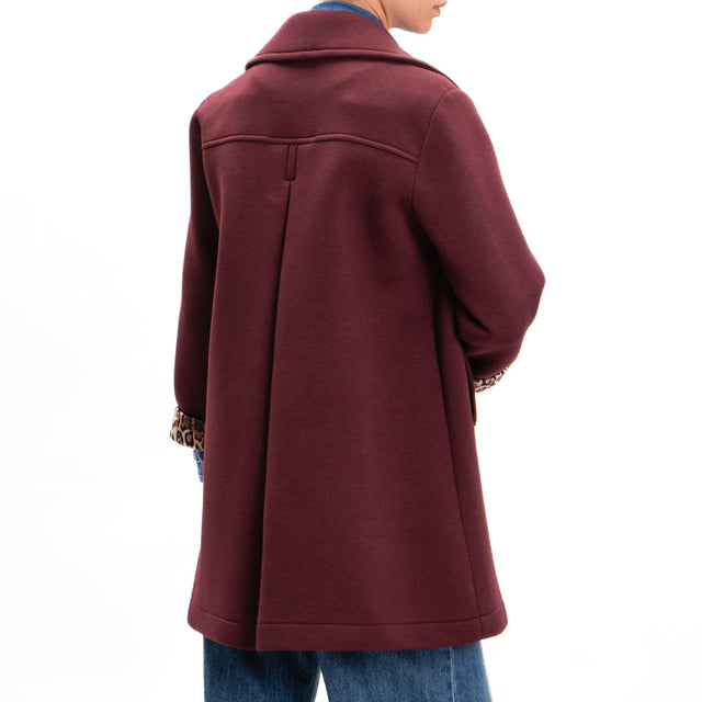 Tensione in-Cappotto in neoprene doppio petto - vino