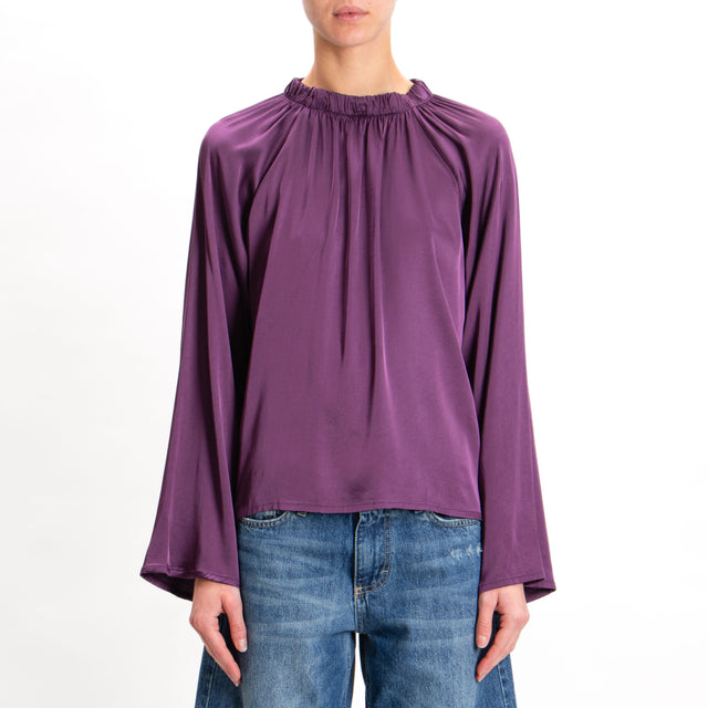 Tensione in-Blusa collo elastico in satin elasticizzato - winter bloom