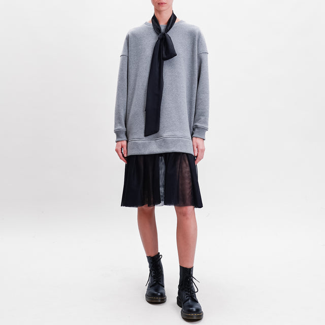 Tension in-Dress double fabric fleece + tulle - grey/black