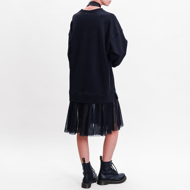 Tension in-Dress double fabric fleece + tulle - black/black