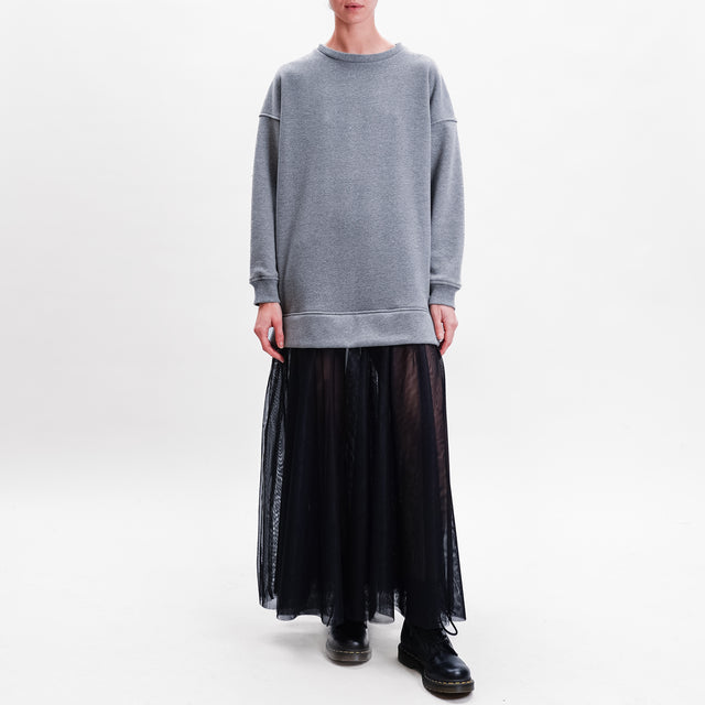 Tension in-Dress double fabric fleece + tulle - grey/black