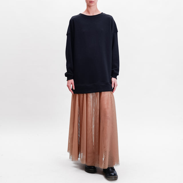 Tension in-Dress double fabric fleece + tulle - black/nude