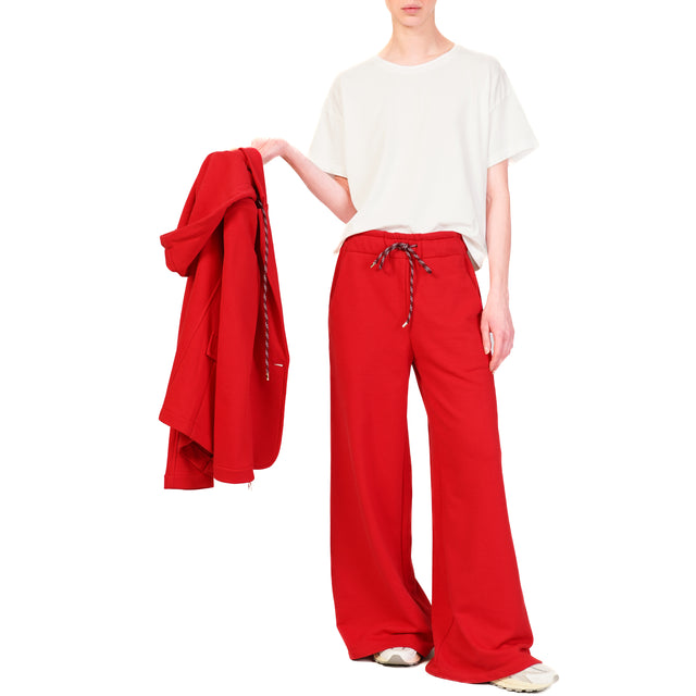 Tensione in-Pantalone in felpa con coulisse - rosso