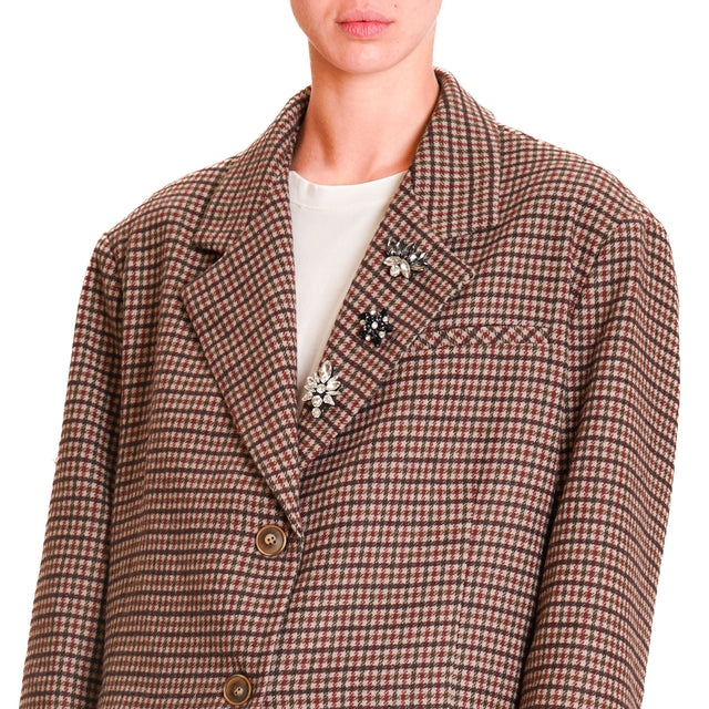 Tension in-Jacket 2/4 squares with pins - beige/dark brown/wine