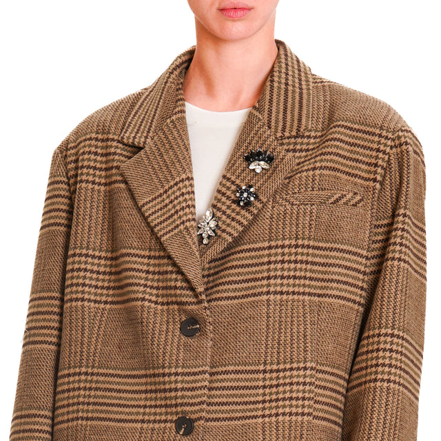 Tension in-Jacket 2/4 Prince of Wales - beige/dark brown/military