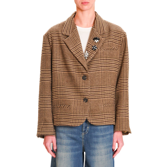 Tension in-Jacket 2/4 Prince of Wales - beige/dark brown/military