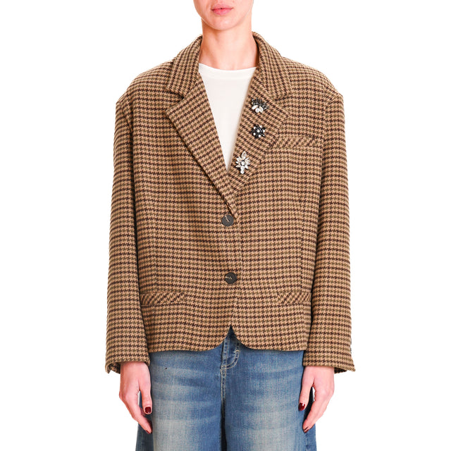 Tension in-Jacket 2/4 Prince of Wales - beige/dark brown/military