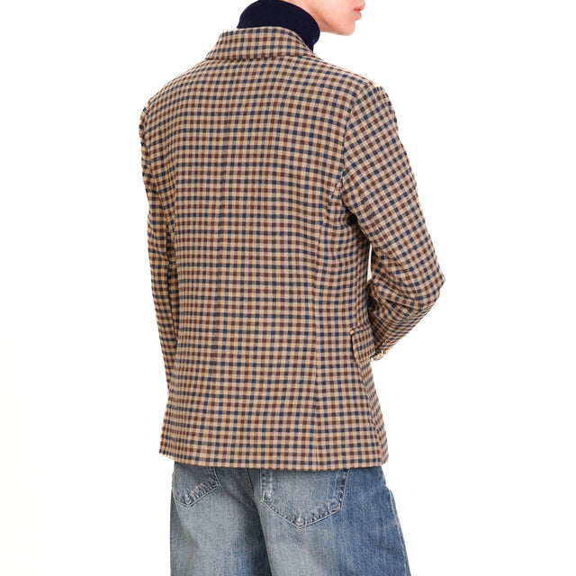 Tensione in-Giacca quadri con patch - beige/blu/moro