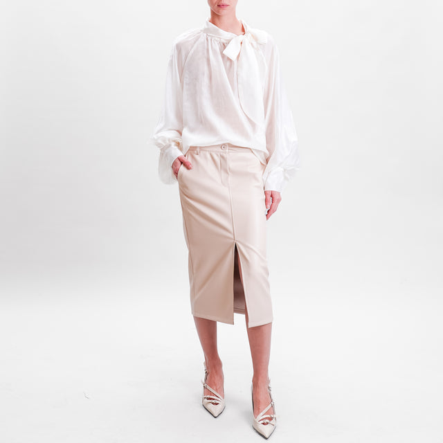 Tension in-Blouse muslin balloon sleeve - cream