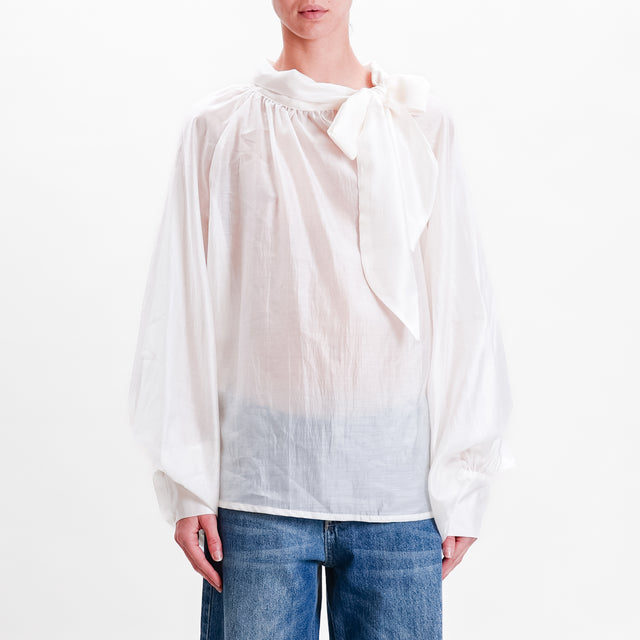 Tension in-Blouse muslin balloon sleeve - cream