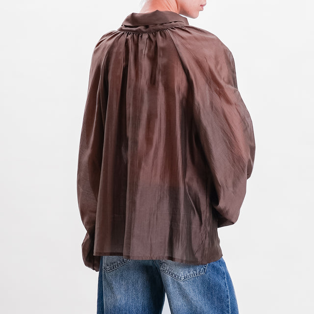 Tension in-Blouse muslin balloon sleeve - tobacco