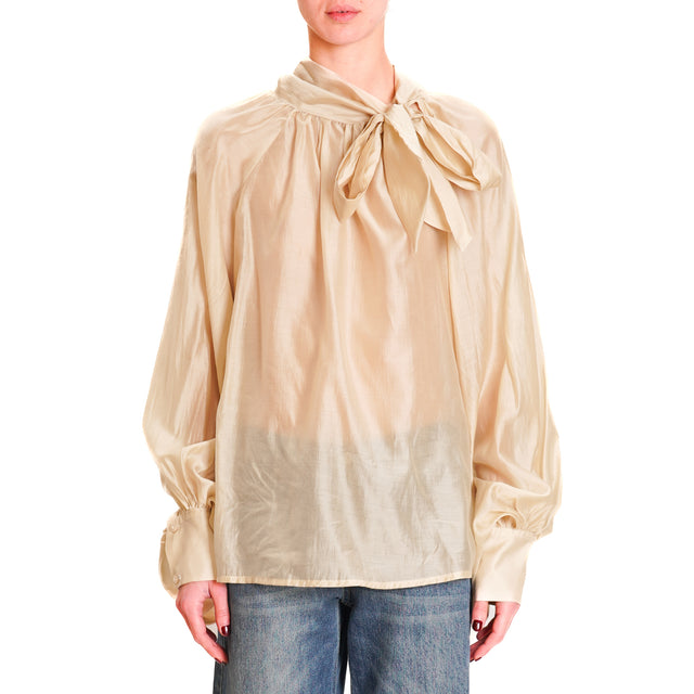 Tension in-Blouse muslin balloon sleeve - sand