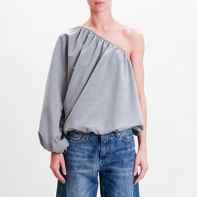 Tension in-One shoulder blouse with elasticated edges - light grey